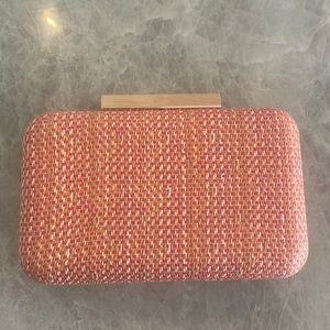 Orange and pink tweed clutch